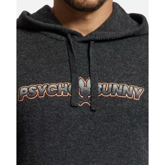 PSYCHO BUNNY Men’s San Luis Hooded Sweater XXL Heather Storm 100% Wool NWT New - Picture 2 of 15